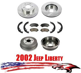 144564 Apm Front Rotors Brake Pads Rear Drums Shoes For Jeep Liberty 2002