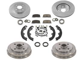 165208 Apm Rotors Drums Brake Pad Shoes Bearing Spring Kit Toyota Tercel 96-98 No Abs Ap