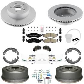 Apm Ptm477 Front Disc Rotors Brake Pads And Rear Drums Shoes Fits Jeep Wrangler 01-06