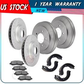 Ad835963s Autodayplus Fits 2007-2016 Jeep Compass Patriot Front Brake Discs Pads Rear Drum Shoes