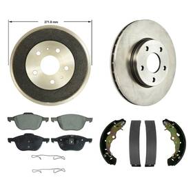 Bndl-910625 Bendix For Ford Focus 2012-2018 4-pc Global Premium Brake Drum Kit