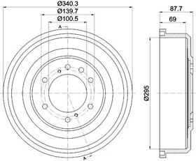 355302621 Brake Drum Hella-pagid