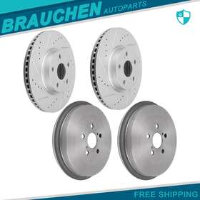 Br835983au01 Brau For 2009 - 2015 Toyota Corolla Front Brake Drums And Drill Slot Rotors Kit