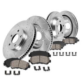 Ebyk034876 Callahan Brake Parts Front And Rear Drilled Slotted Rotors Ceramic Pads Kit For Scion Tc