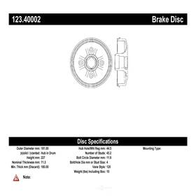 123.40002 Centric Parts Brake Drum-c-tek Standard Fits 76-81 Honda Accord
