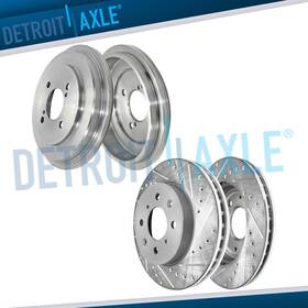 4r64063 Detroit Axle Front Drilled Disc Brake Rotors Rear Drums Kit For 2015 - 2020 Honda Fit