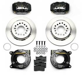 1407141 Dynalite Rear Disc Brake Set With Park 12inch Plain Rotors Black Calipers &