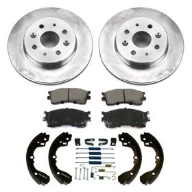 167855 Front Rotors Brake Pads With Rear Shoes Spring Kit For Kia Rio 2003-2005