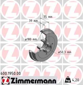 600.1950.00 Lordco - Zimmerman 600195000 Brake Drum