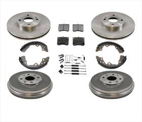 152394 Mac Auto Parts 97-03 Escort Brake Disc Rotors Ceramic Pasds Drums And Shoes Springs 7pc Kt