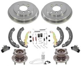 168103 Mac Auto Parts Rear Drums Brake Shoes Hub Bearings For 11-19 Ford Fiesta Drum Brakes 9pc