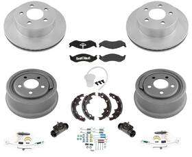 187911 Mac Auto Parts Front Disc Rotors Brake Pads And Rear Drums Shoes Fits 01-06 Jeep Wrangler