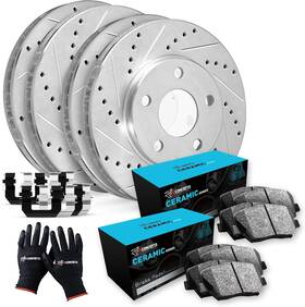 40093 R1 Concepts Front And Rear Ceramic Brake Rotors For 2005-2010 Honda Odyssey Complete Kit