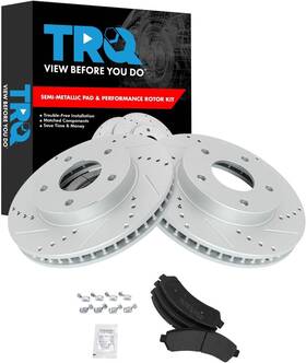 Bka-12152 Trq Posi Metallic Brake Pad And Performance Drilled Slotted Rotor Front Kit