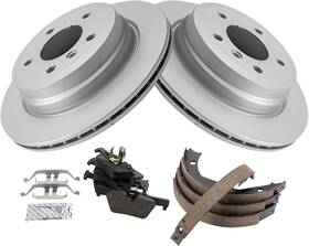 Bka-36394 Trq Rear Brake Pad And Rotor Kit Pads Parking Shoe Set
