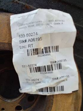533-50274 Volkswagen Rear Brakes 272mm 10.70ftft Rotor Fits 10-19 Golf 2964895