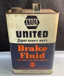 Vintage Napa United 9-2 Brake Fluid 1 One Gallon Can Empty 9.5" Tall. Fixed Price $29.99.