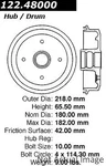 Centric Brake Drum Sprint, Forsa 122.48000. Fixed Price $70.53.