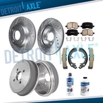 Front Drilled Rotor & Pad + Rear Drums Shoes For 1998-2002 Corolla Chevy Prizm. Fixed Price $145.97.