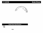 Brake Shoe Set Centric Parts 111.03100. Fixed Price $98.79.