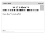 Genuine Bmw Brake Disc, Ventilated, Righ 34-20-6-896-674 New. Fixed Price $176.98.