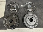 Original Front 1957-62 Corvette Heavy Duty Brake Vented Backing Plates & Drums. Fixed Price $3000.00.