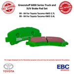 Ebc Greenstuff Brake Pad Set Front For 1999 - 2004 Toyota Tacoma 4WD 2.7L, 3.4L. Fixed Price $131.04.