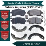 Premium Front Pads & Rear Shoes For 1998-2003 Subaru Impreza Year Warranty. Fixed Price $124.98.