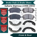 Premium Front Pads & Rear Shoes For 1998-2003 Subaru Impreza 10 Year Warranty. Fixed Price $98.98.