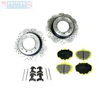 Defender TD5 Rear Performance Brake Kit Drilled & Grooved Wavy Disc + Pads. Fixed Price $207.45.