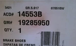 Drum Brake Shoe-bonded Rear Acdelco 14553B. Fixed Price $26.95.