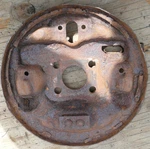 Ford Festiva - Passenger's Side Right Rear Brake Shoes Backing Plate. Fixed Price $59.99.
