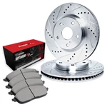 R1 Concepts Drilled & Slotted Brake Kit W Optimum Pads. Fixed Price $342.31.