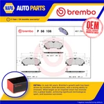 Brake Pads Set Front P56106 Brembo AY040NS170 AY040NS943 D10604CC0A D10604GA0J. Fixed Price $66.96.