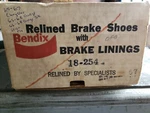 Remanufactured Bendix 18-254 Front Drum Brake Shoes 65-68CHRYSLER/65-66PLYMOUTH. Fixed Price $40.00.
