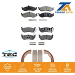 Front Rear Ceramic Brake Pads And Parking Shoes Kit For Jeep Wrangler Tj. Fixed Price $81.45.
