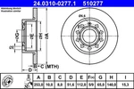 Ate 24.0310-0277.1 Brake Disc For Audi, Seat, Skoda, Vw. Fixed Price $70.77.