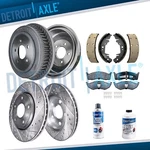 Front Drilled Brake Rotors + Rear Drums Shoes For Town & Country Caravan. Fixed Price $197.77.