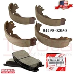 Oem Toyota Corolla Rear Drum Shoes 04495-02050 & Front Brake Pads 04465-AZ218. Fixed Price $120.99.