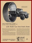 1932 Intl. Nickel Co. Brake Drums With Mack Truck New Metal Sign: 12X16". Fixed Price $34.88.