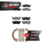 Front Rear Semi-metallic Brake Pads Parking Shoe Kit For 2003-2006 Jeep Wrangler. Fixed Price $67.40.